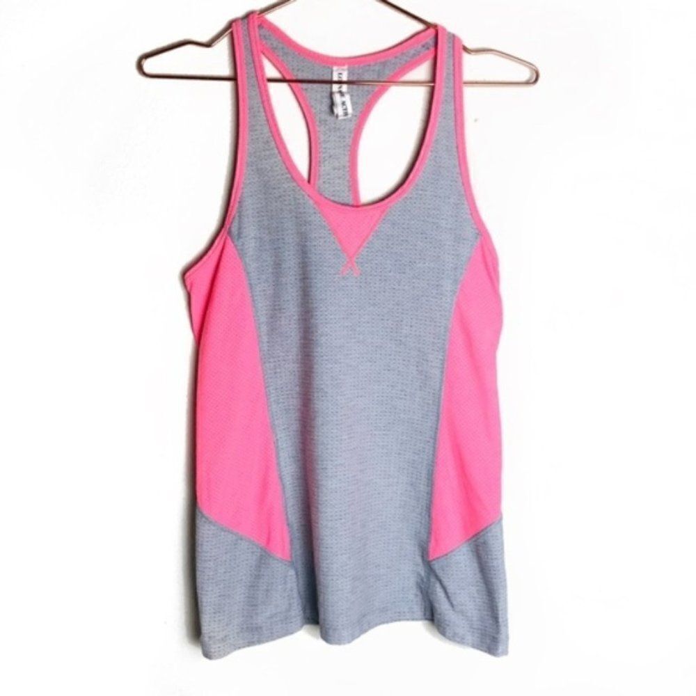 EUC Lorna Jane Pink & Grey Racerback Workout Tank Medium